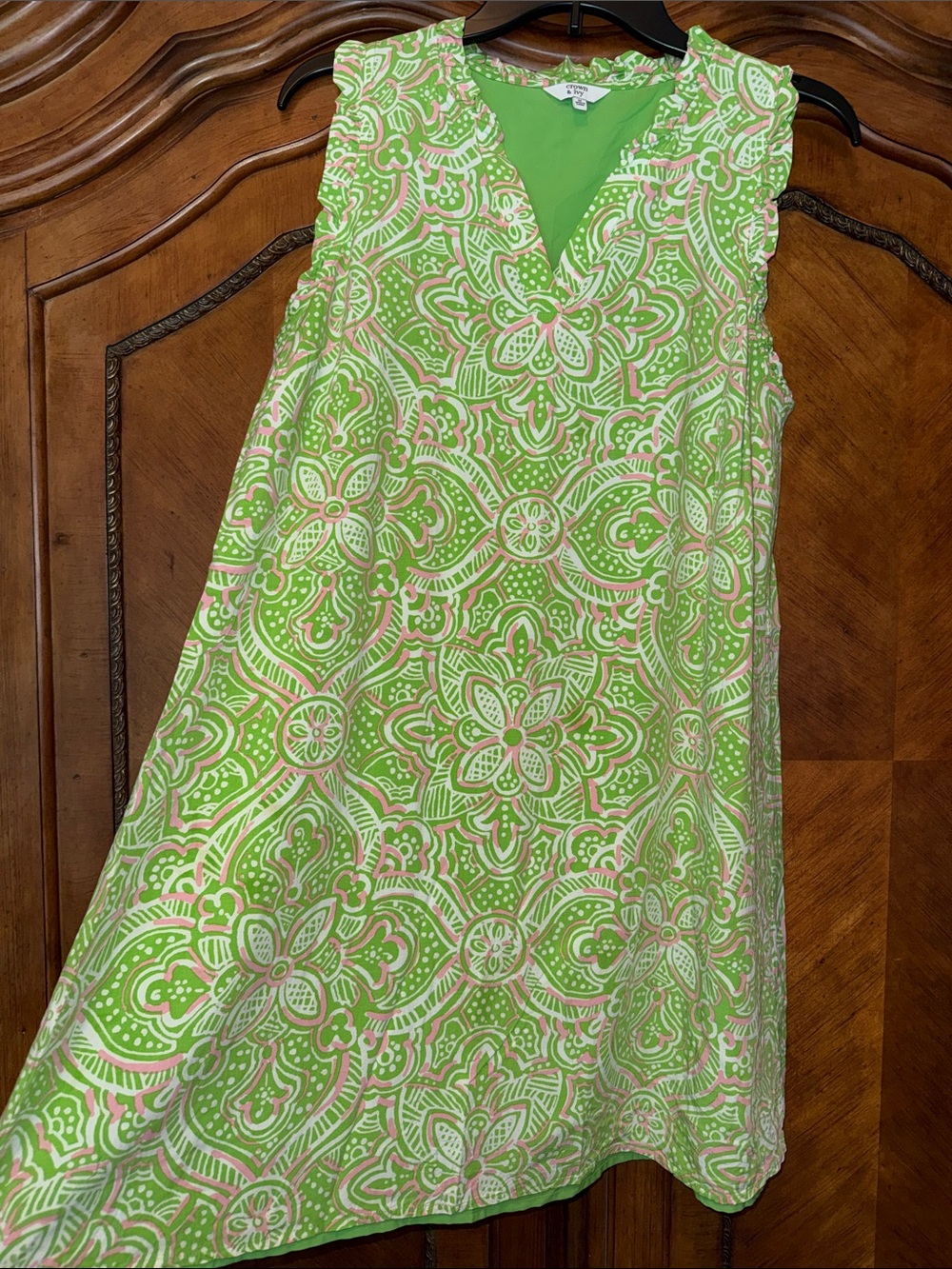 crown & ivy Lime Green Floral Swim Coverup